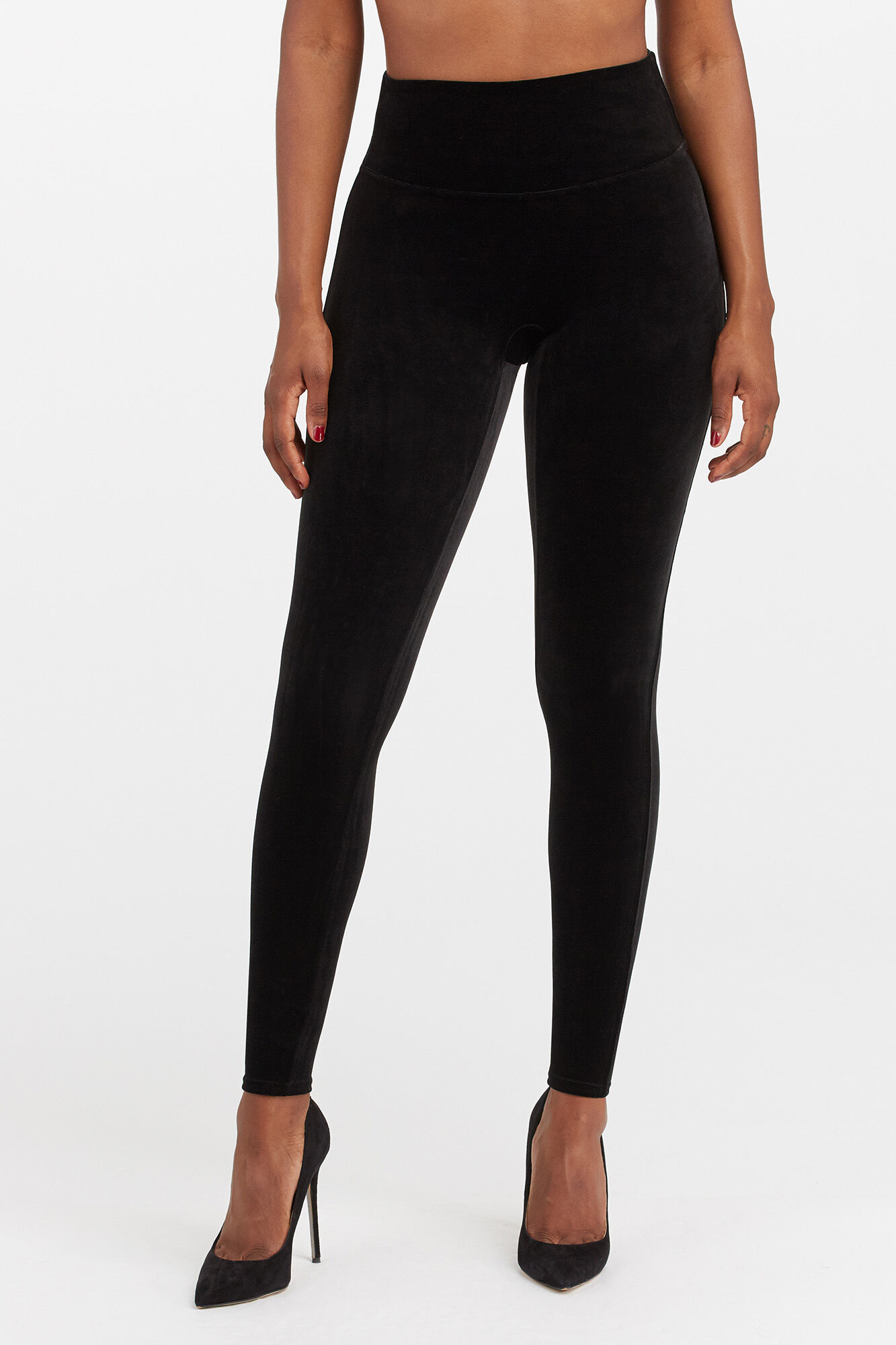 Calça legging modeladora de veludo - preta