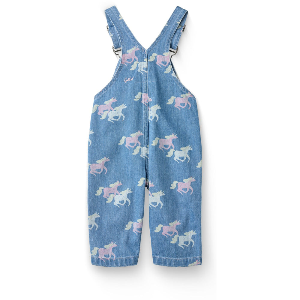 Køb COPENHAGEN COLORS Indigo Blue Washed W Unicorn Organic Denim Baby Smækbukser W. Unicorn Print