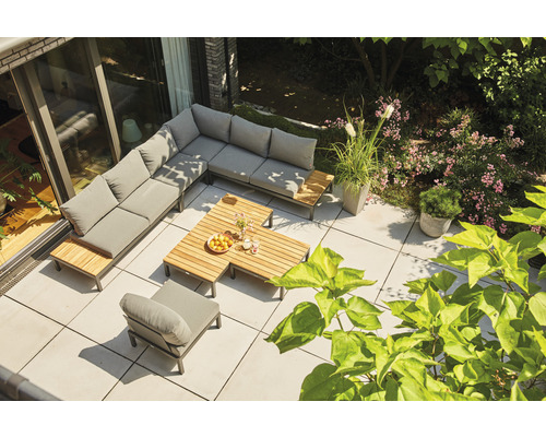 Salontafel Alvida teak 74 x 74 x 30 cm antraciet