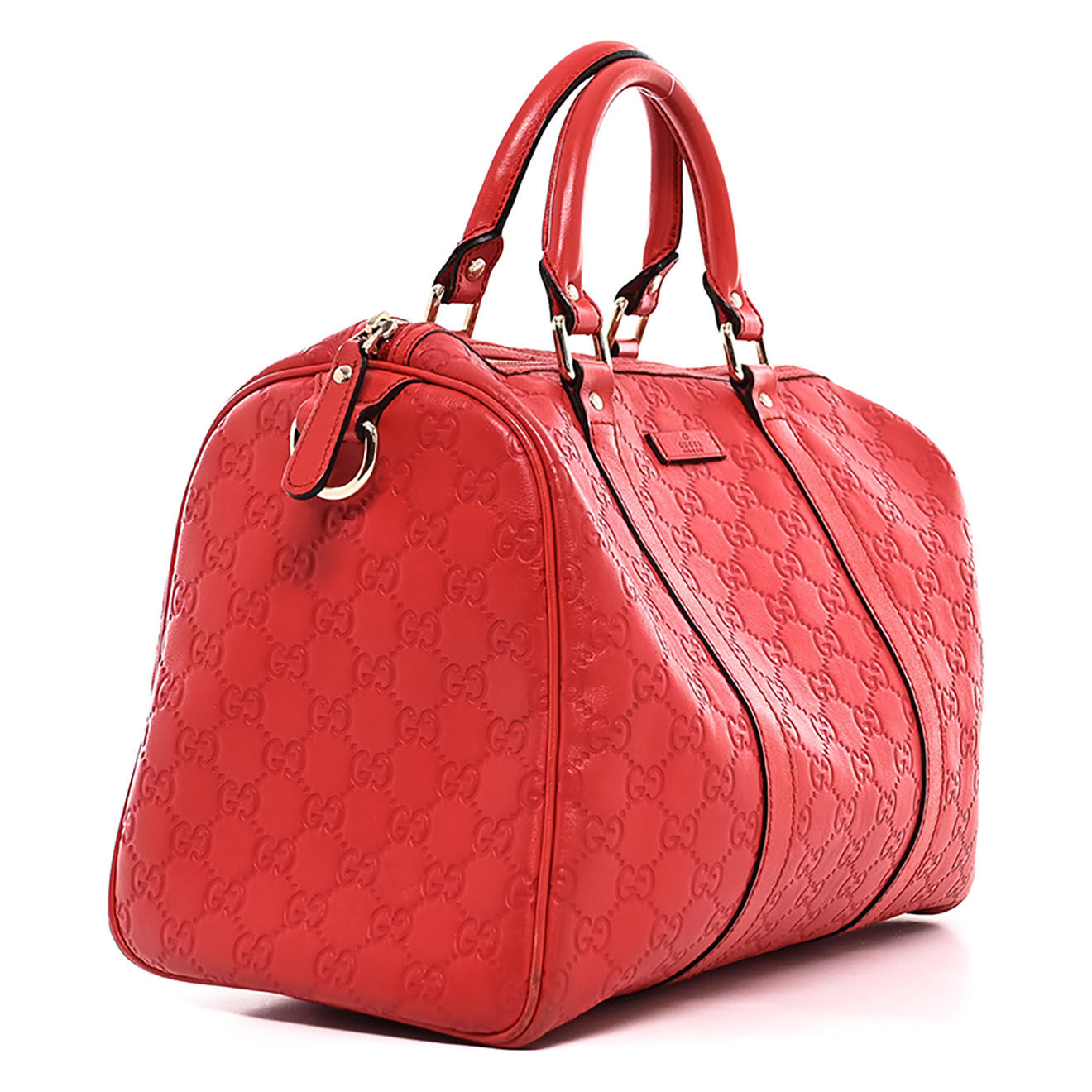Gucci Sac à main Boston en Cuir Monogramme rouge - Très bon état - L.32 cm