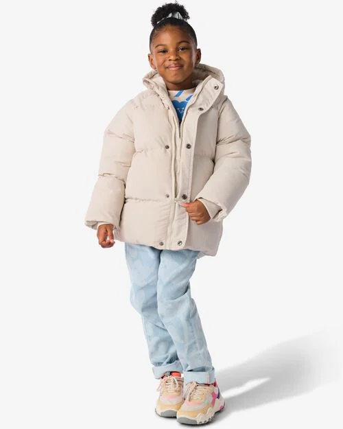 manteau enfant rembourré peluche blanc cassé
