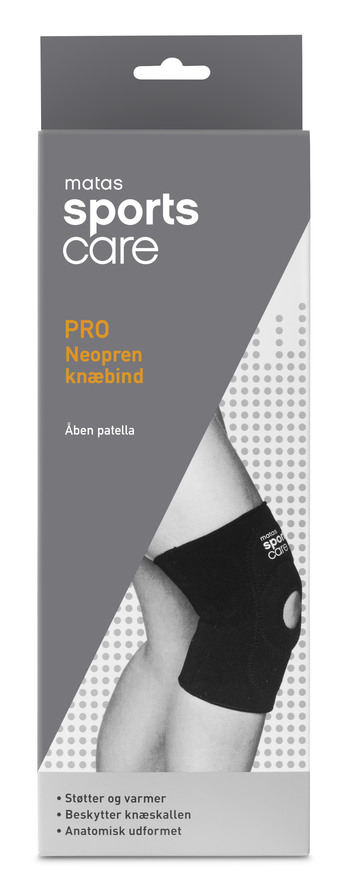 Matas Sports Care PRO Neopren Knæbind Patellahul Sort M