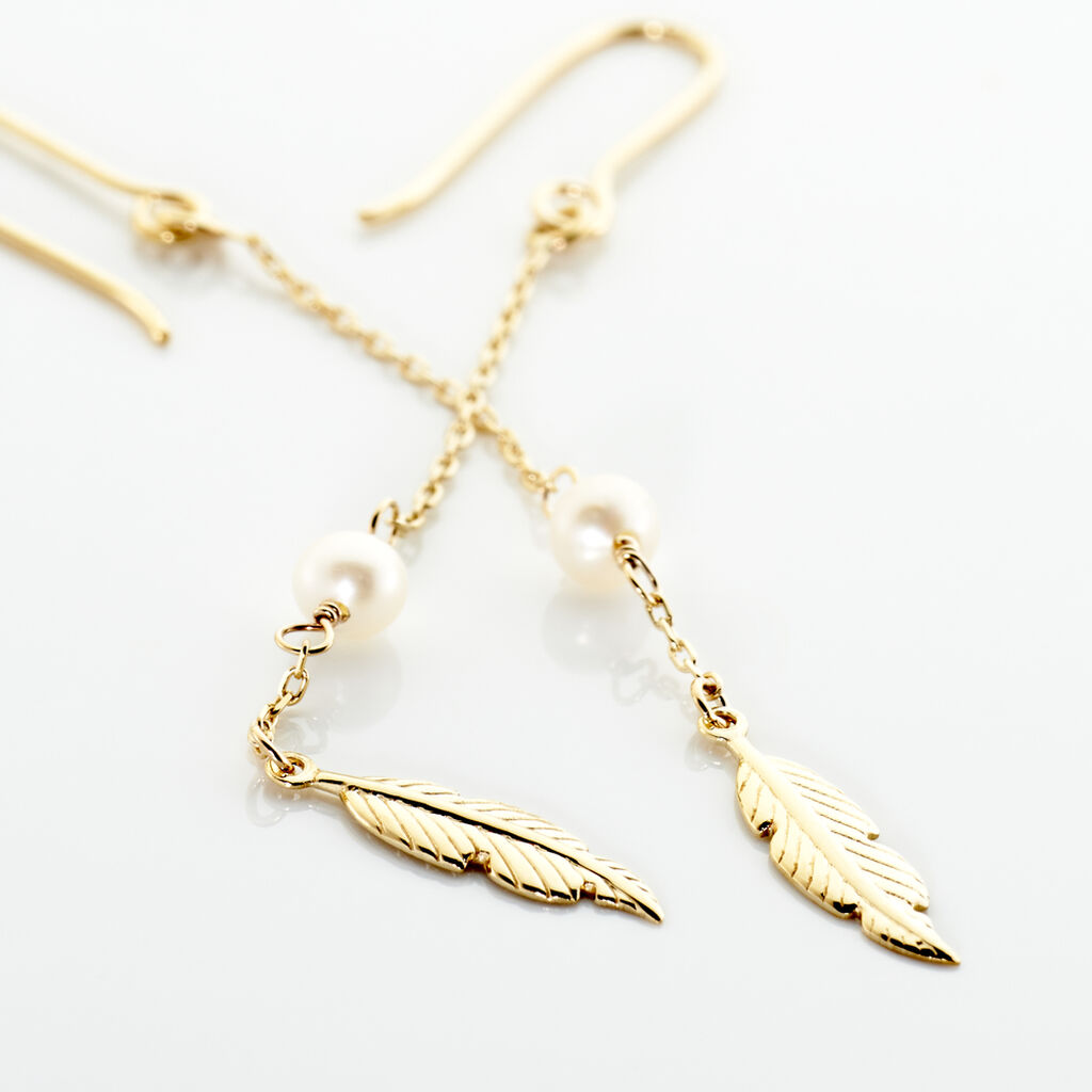 Boucles D'oreilles Pendantes Juditte Or Jaune Perle De Culture