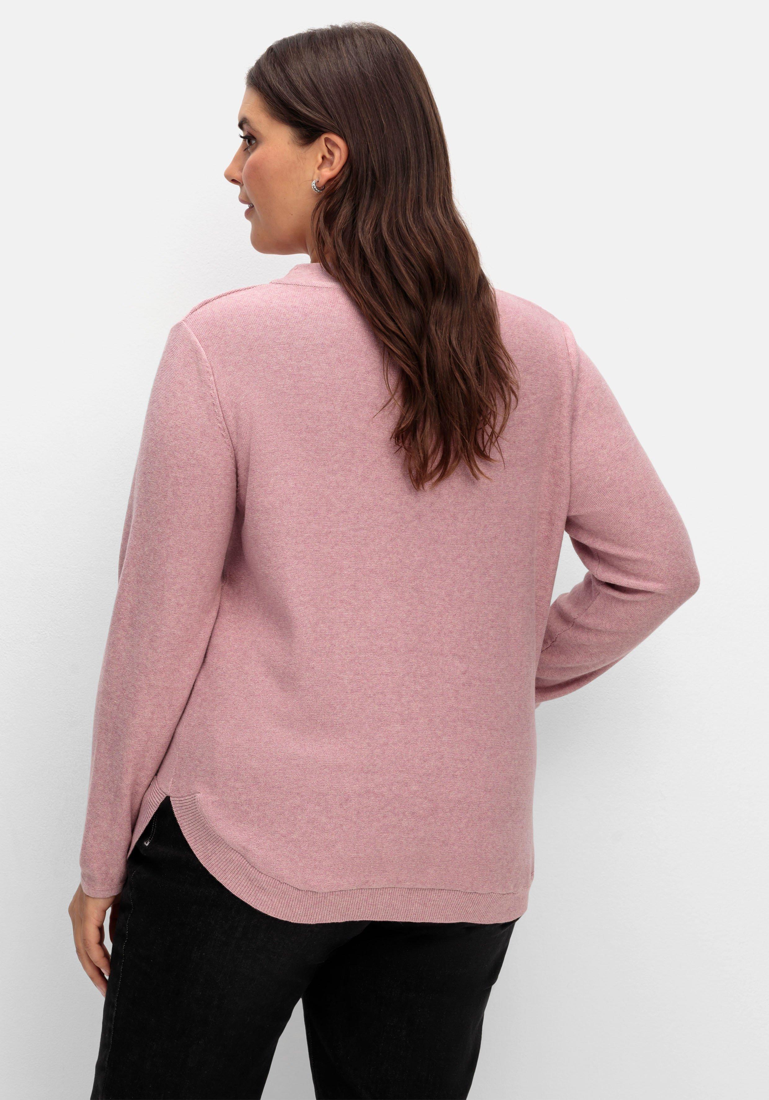 Pullover mit Stehkragen und gerundetem Saum