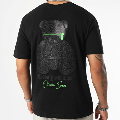 Tee Shirt Oversize Large Obsidian Luxury Zip Noir Vert Fluo
