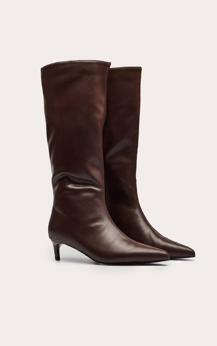Chocolat Bottes Montantes À Bout Pointu Et Petit Talon En Synthétiquecuir