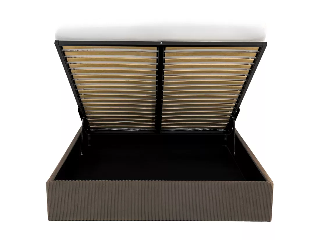 Sommier coffre 140 x 190 cm en velours côtelé - Marron - PONTOS de YSMÉE