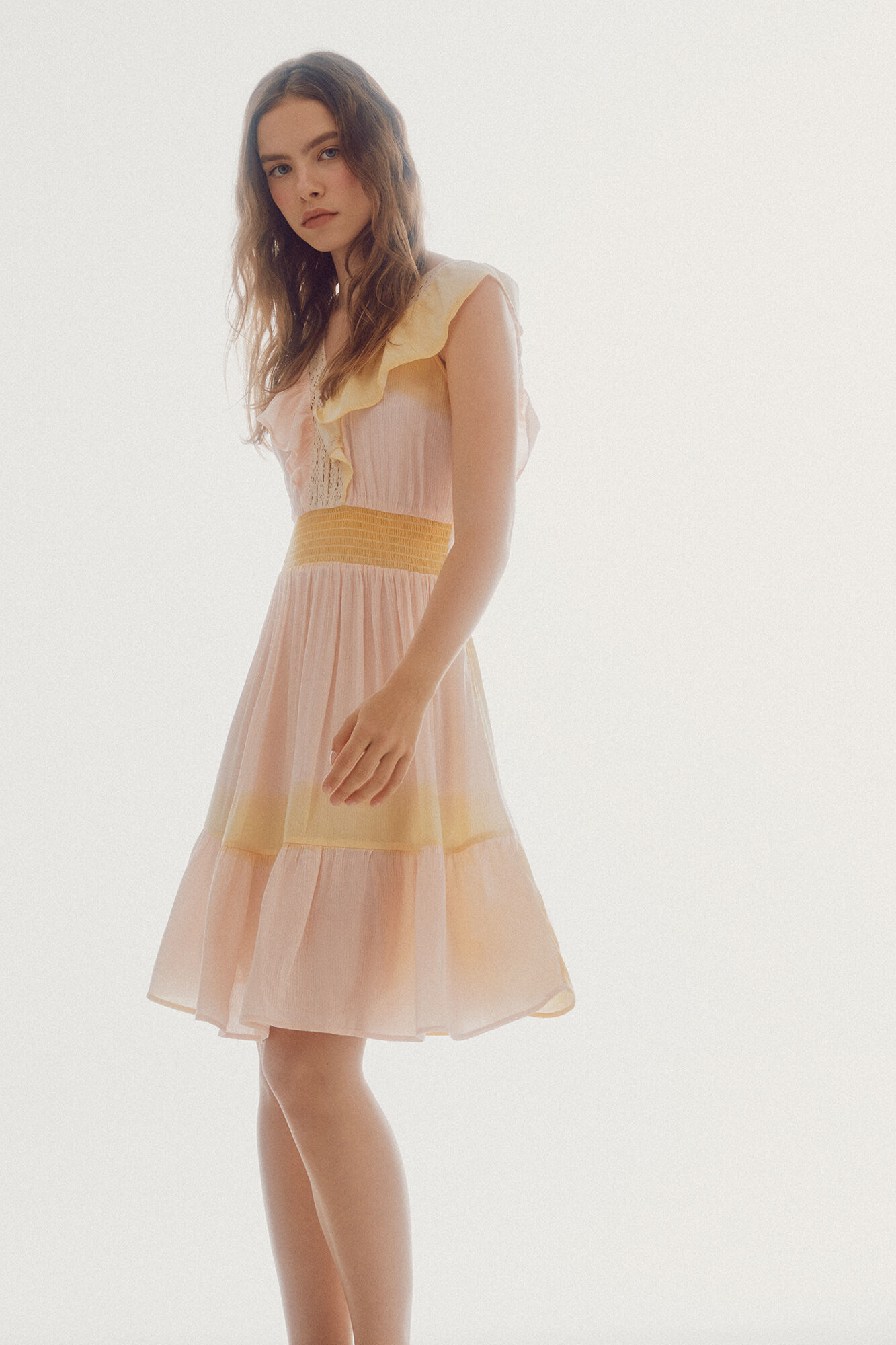Vestido curto estampado - Estampa amarela