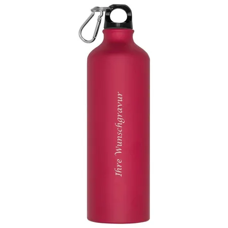 Macma Aluminium Trinkflasche mit Karabinerhaken, 800 ml, rot