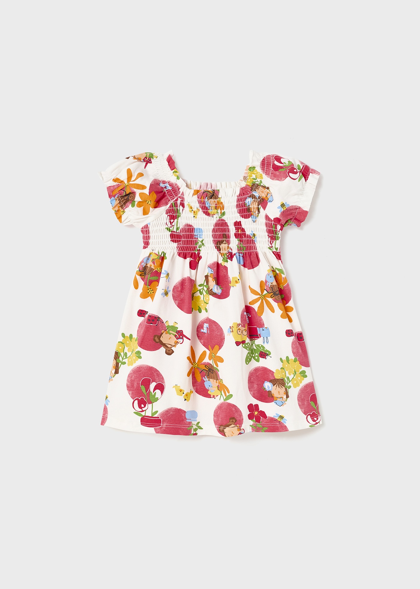 Vestido de bebê com estampa smocking em algodão sustentável