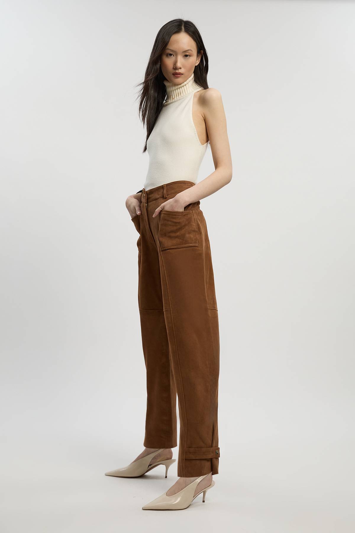 KarenMillen Pantalon Utilitaire en Daim