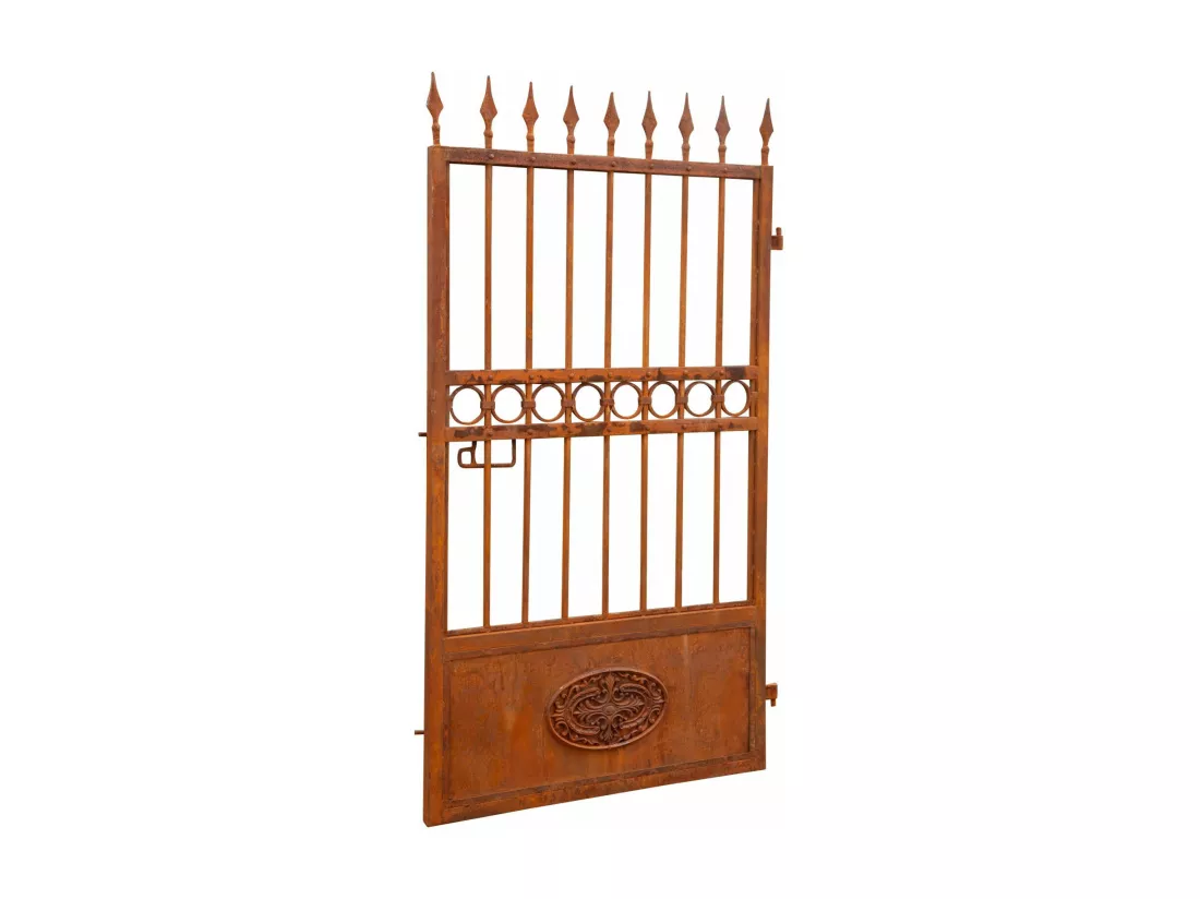 BISCOTTINI Portail en fer - Fer massif avec détails ornementaux anciens - Clôture en fer - Portail en métal - Porte décorative - Portail d'entrée - Mobilier d'extérieur - 107x8x200 cm