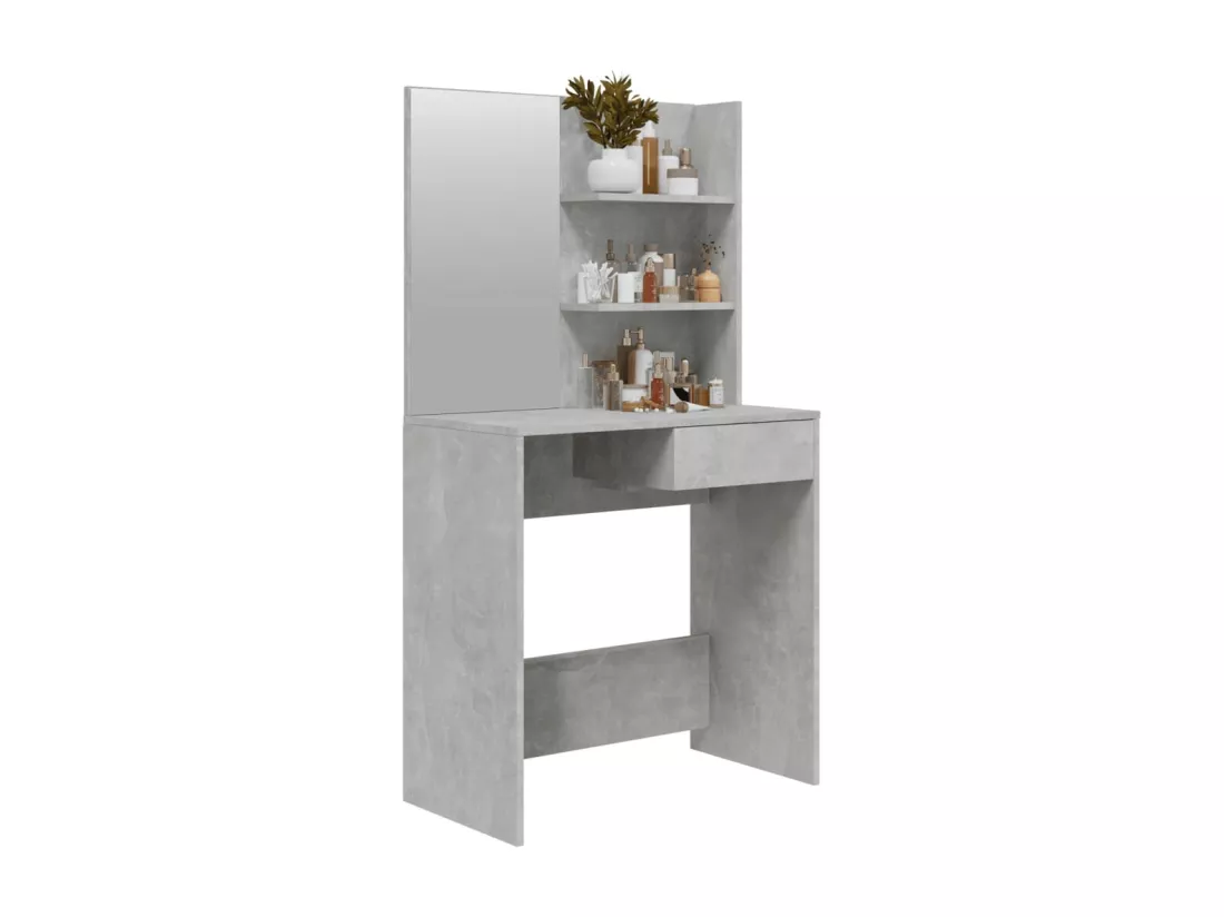 Coiffeuse avec miroir Gris béton 74,5x40x141 cm