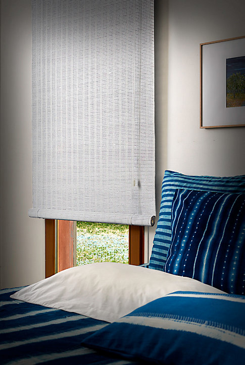 Store enrouleur bois blanc 140 x 180 cm