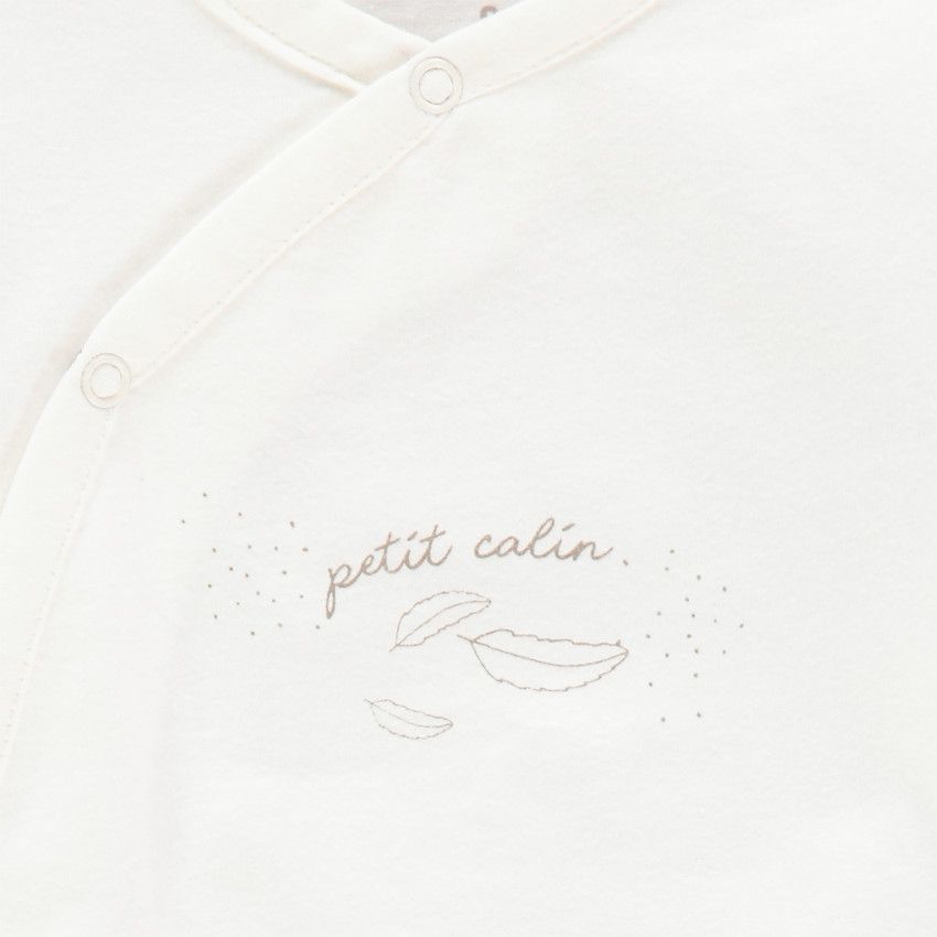 Dors-bien en coton bio motif plumes - Ecru