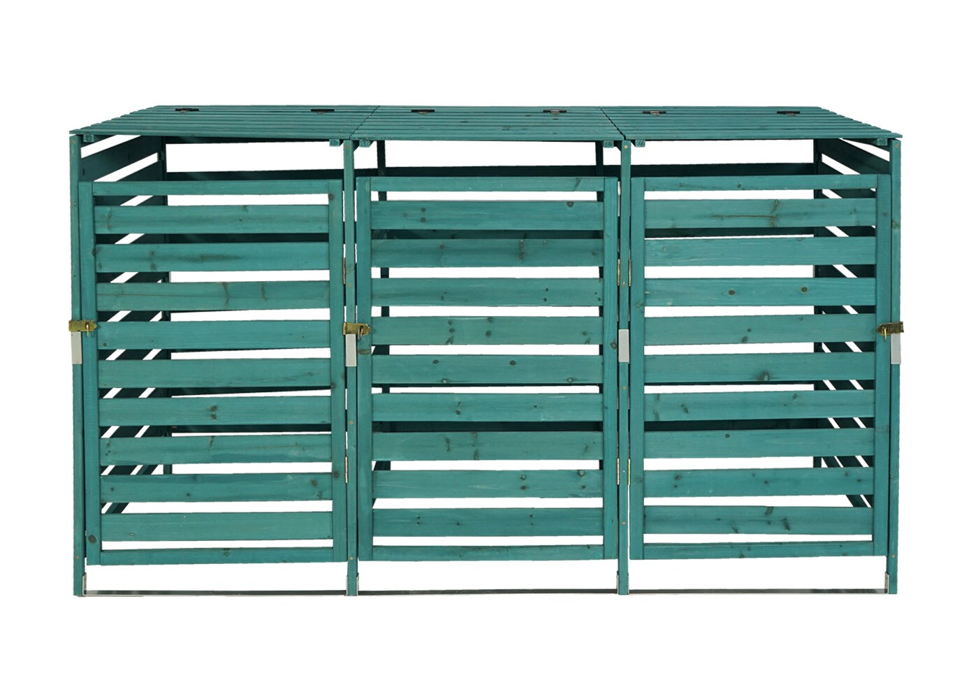 XL 3er-/6er-Mülltonnenverkleidung MCW-H62, Mülltonnenbox, erweiterbar 114x200x97cm Massiv-Holz ~ dunkelgrün