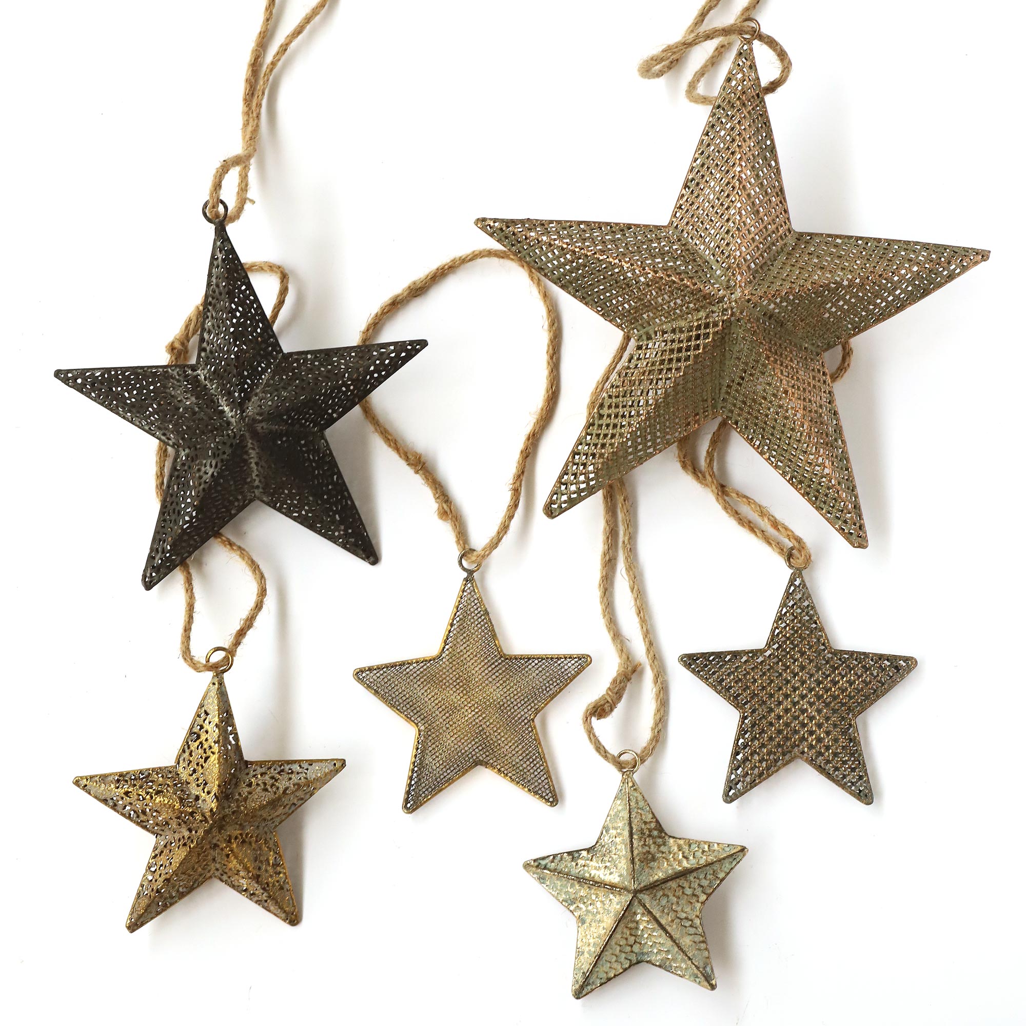 Anhänger 'Stern' aus Metall, antik gold, 15 cm, B 14 cm, L 2 cm von fischer's lagerhaus