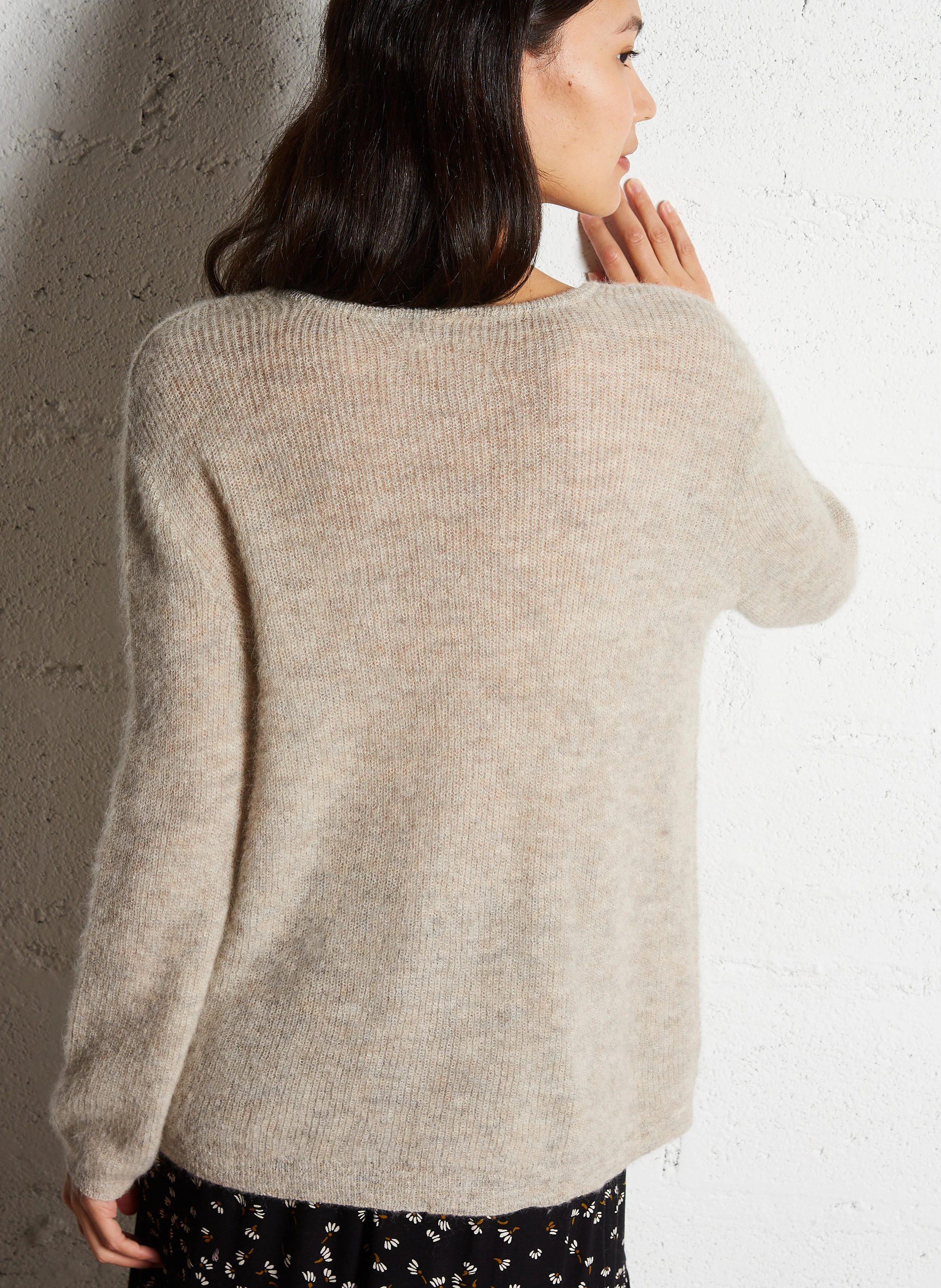 CABA - Pull col V en laine mélangée | Gris
