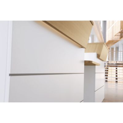 Banque d'accueil en angle à 90° SUNDAY - L83 x H74 x P83 - Chêne