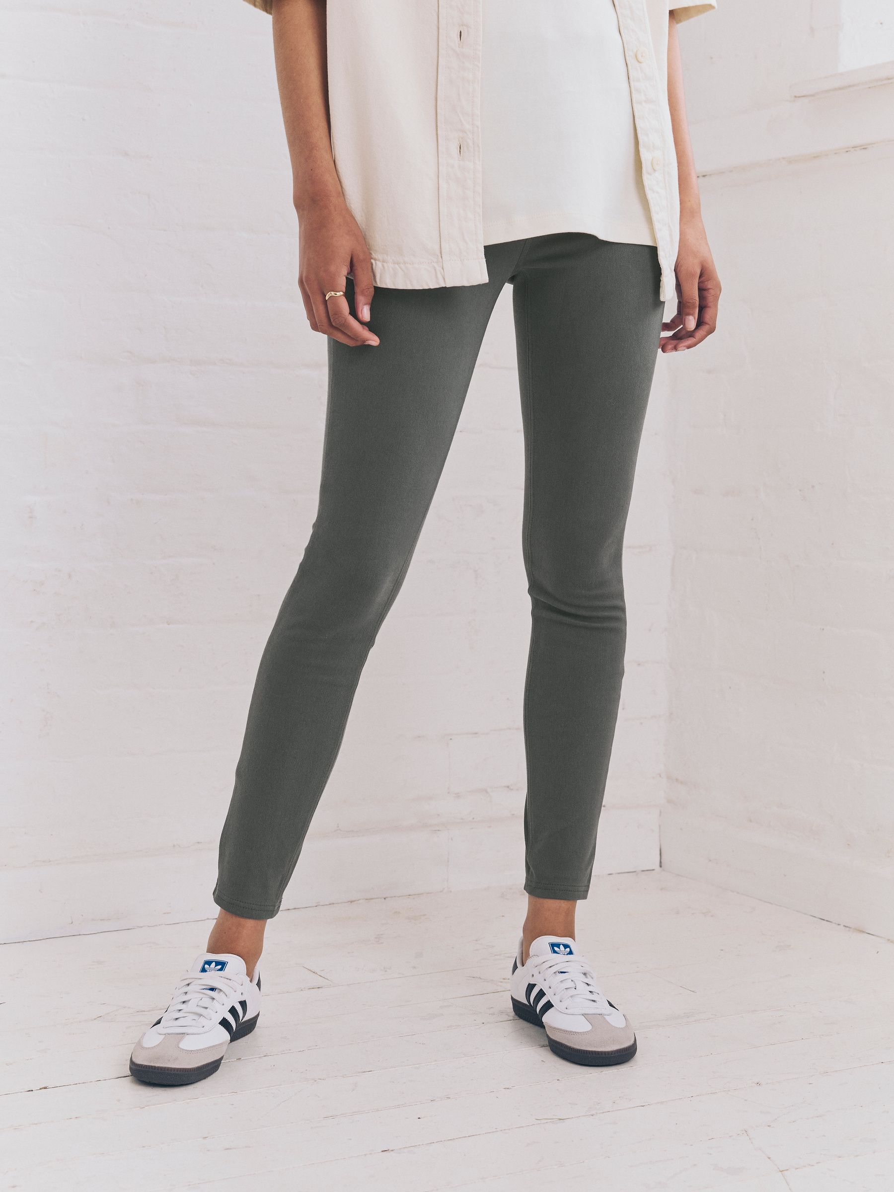 Grijs - Lange jersey denim leggings