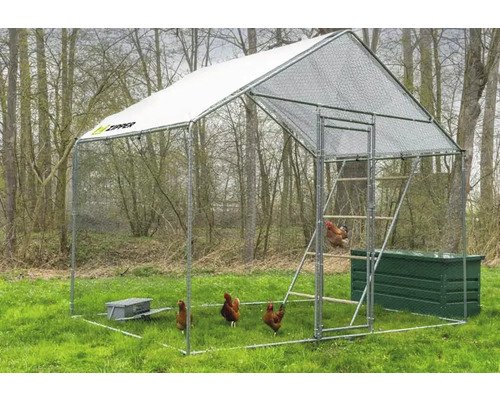 DIY-ren met rits, ca. 3 x 2 x 2,5 m, ZI-CR322, voor kippen, pluimvee, konijnen en cavia's