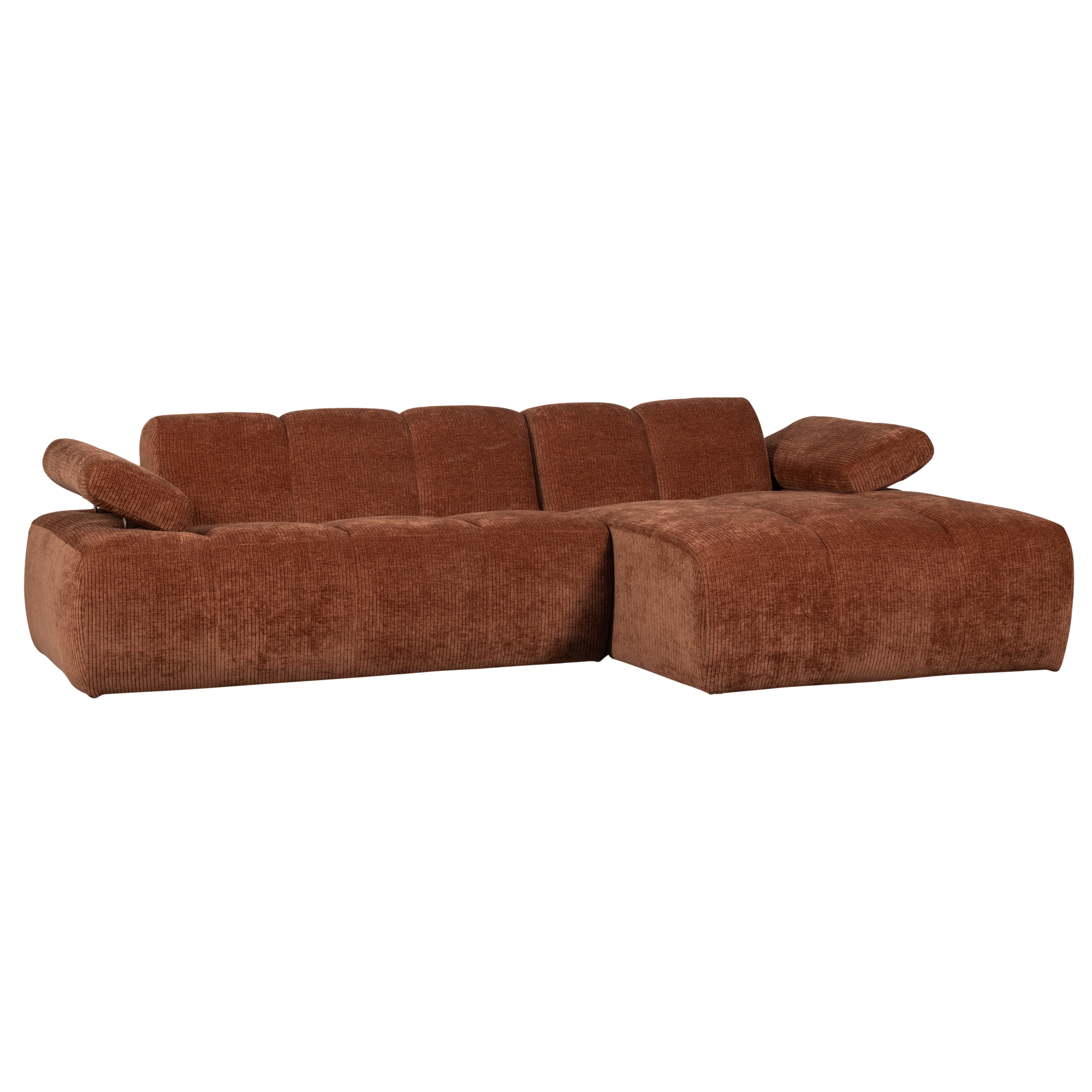 Chaise Longue Mojo Mojo Chaise Longue Rechts - Geweven Ribstof - Roestbruin