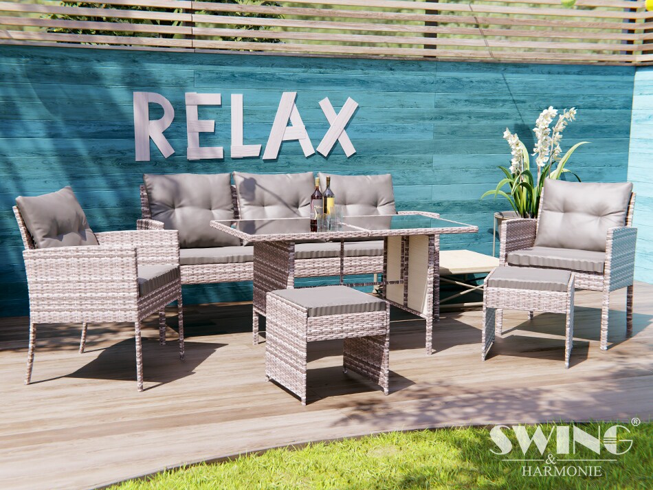 Swing&Harmonie Sydney Polyrattan Sitzgruppe Esstisch Lounge Sitzgarnitur Essgruppe Gartenmöbel Set - versch. Ausführungen