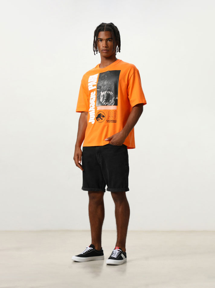 Camiseta estampada Universal Junassic Park - Laranja