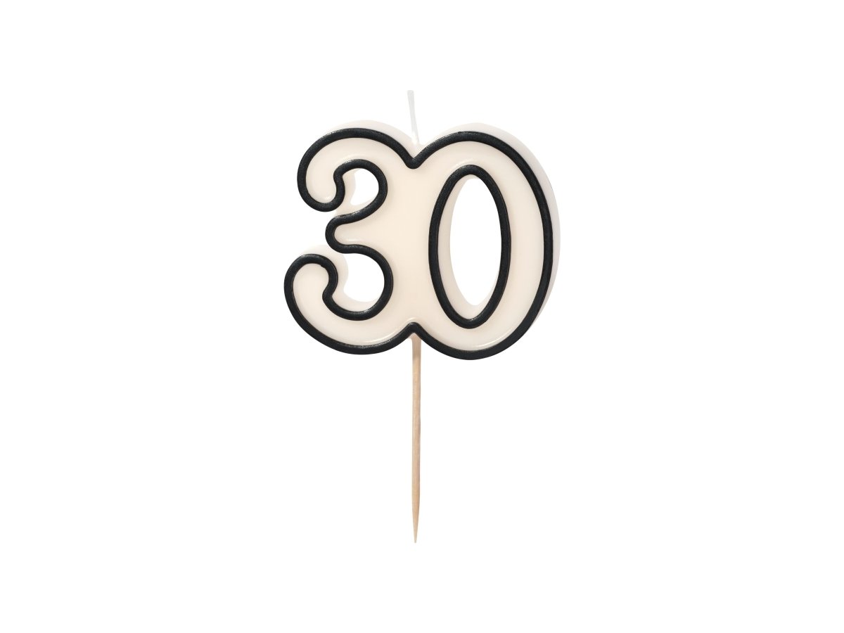 30 Jaar Kaars Zwart Wit 5,5cm
