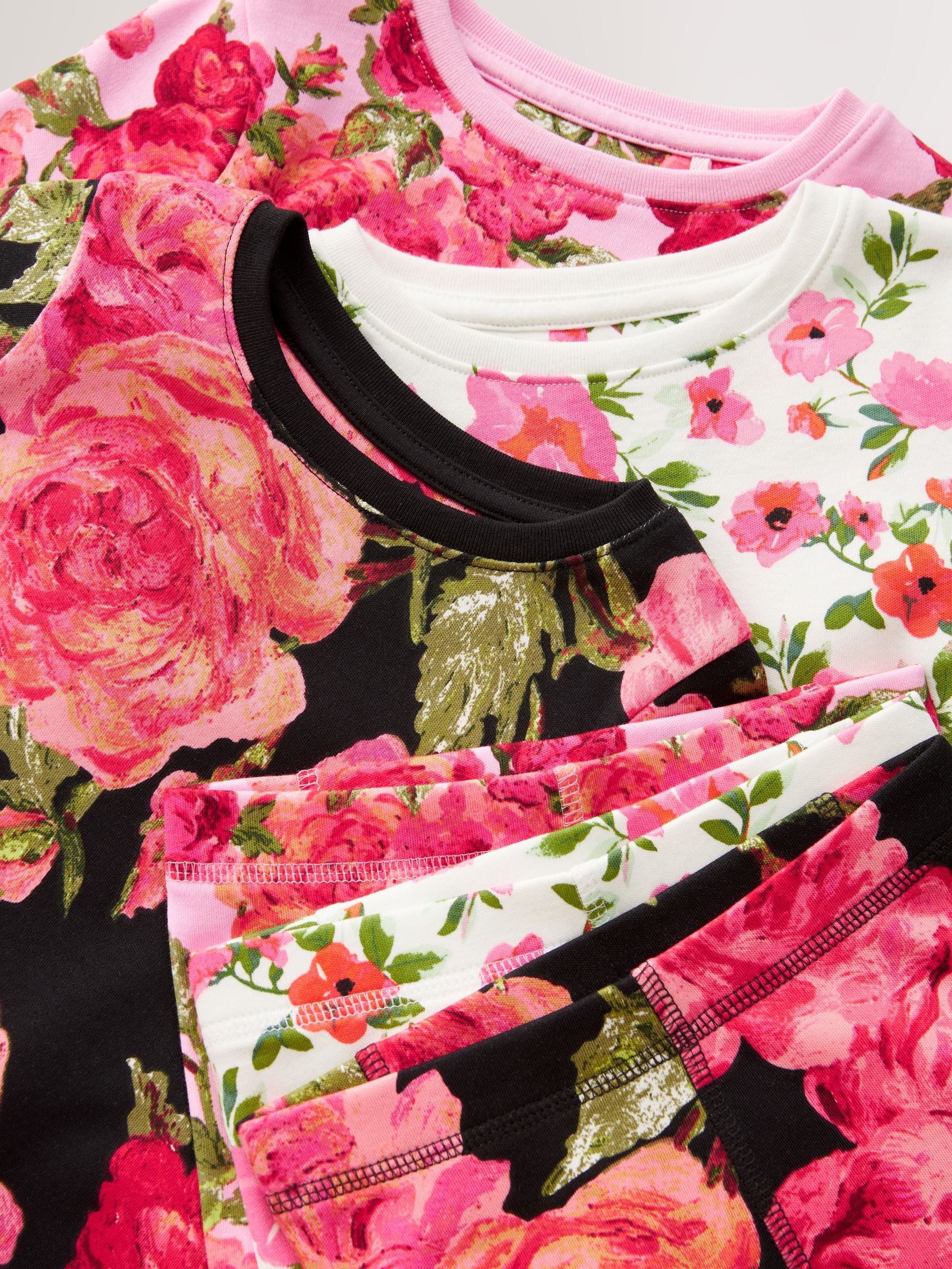 Roze/zwart - Verpakking van 3 knusse pyjama's (9 mnd-16 jr)