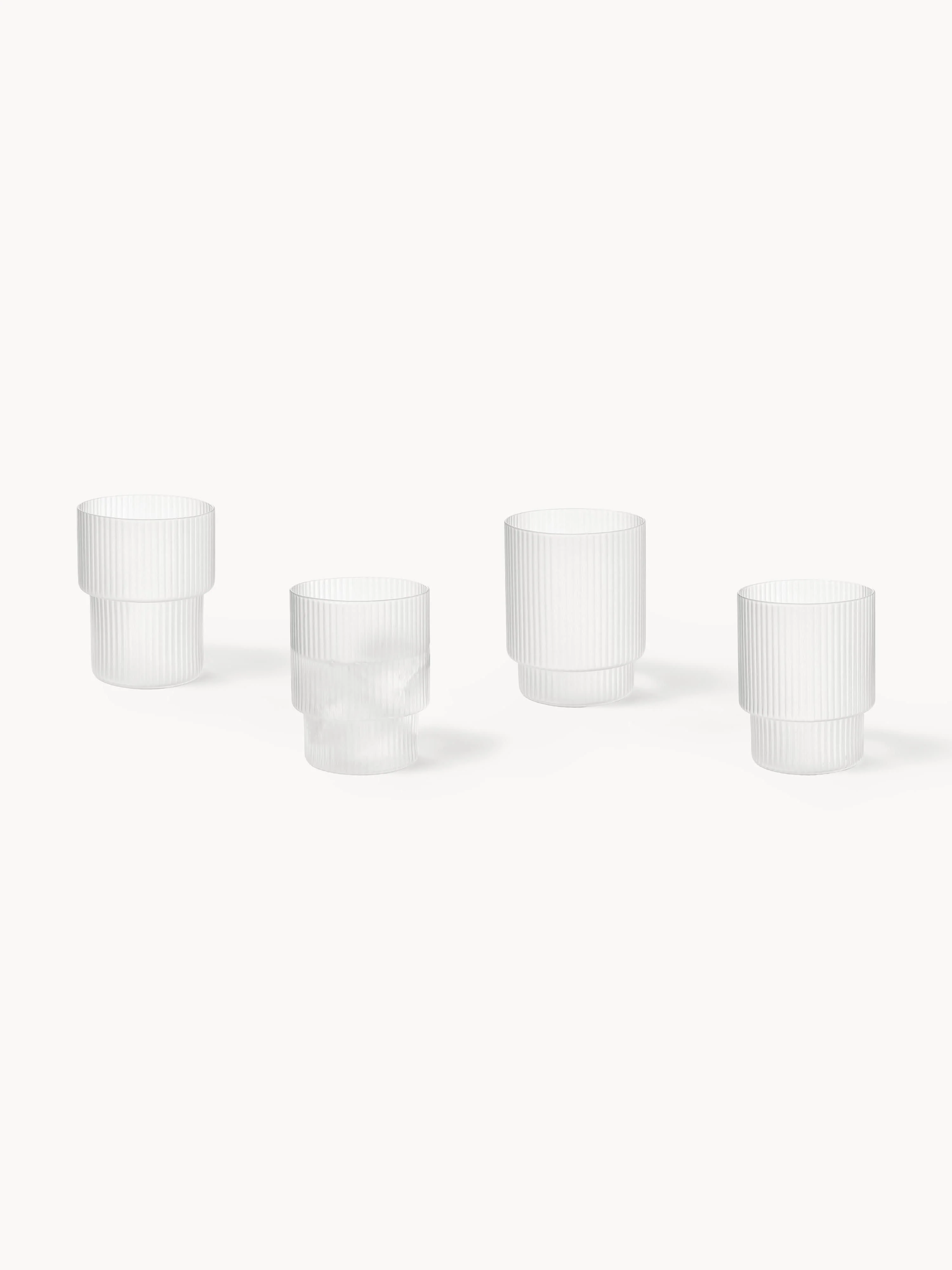 Mondgeblazen tumblers Ripple met groefreliëf, 4-delig