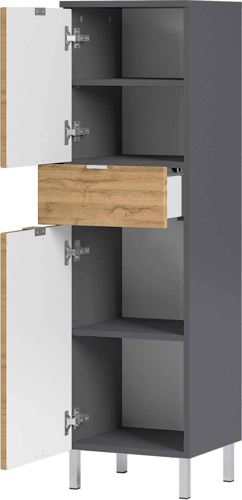 Mittelschrank FEY 34 x 120 cm Graphit/ Eiche
