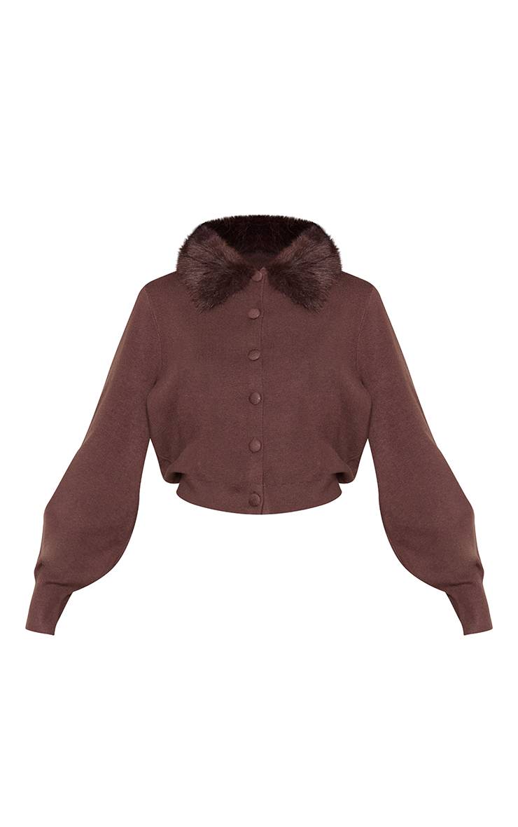 Chocolat Cardigan En Maille Compacte Avec Col En Synthétique