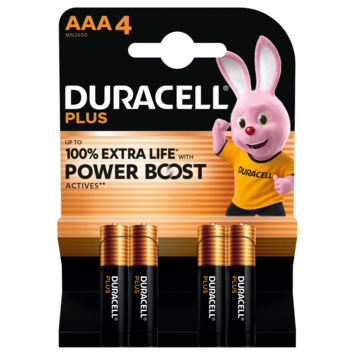 Duracell Batterij AAA Alkaline Plus Power Boost 4 stuks