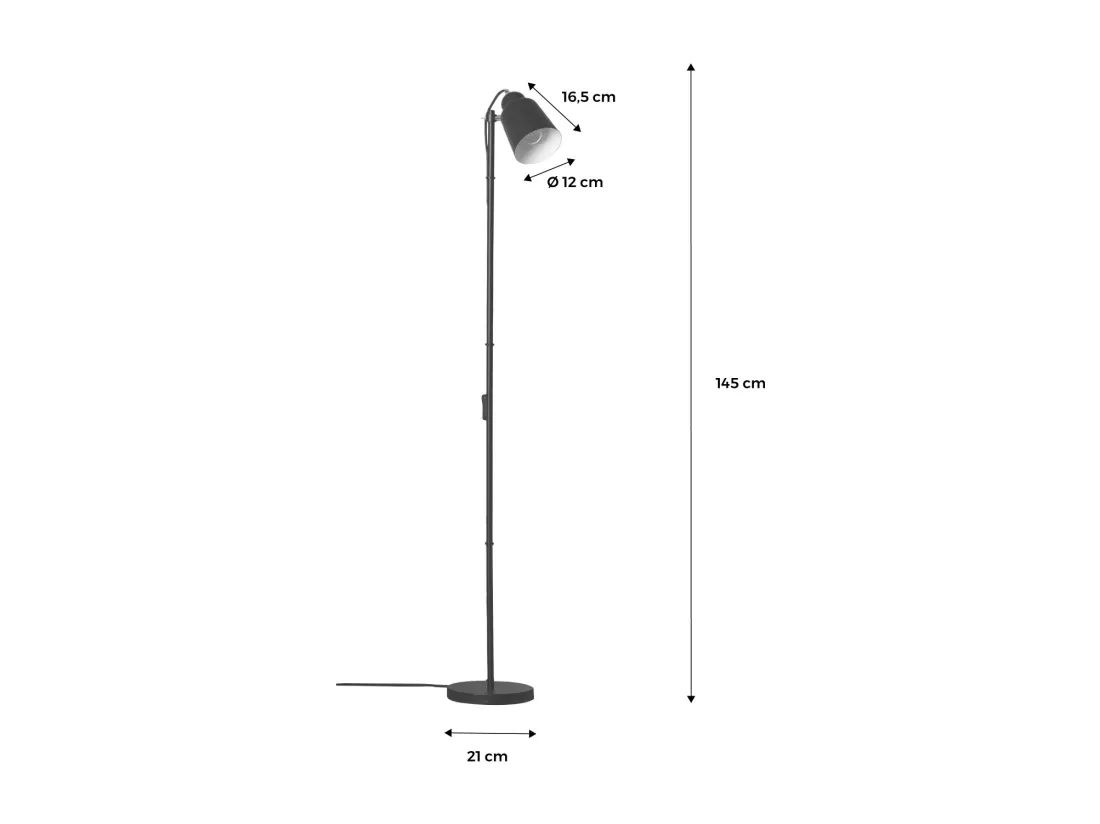 Lampadaire intérieur métal camel H 145cm Rémi