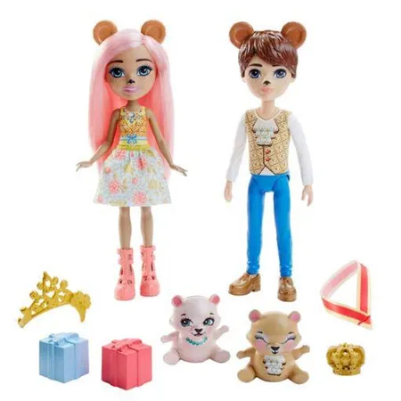 Mattel Royal Enchantimals Braylee Bear und Bannon Bear Puppen und 2 Tierfiguren