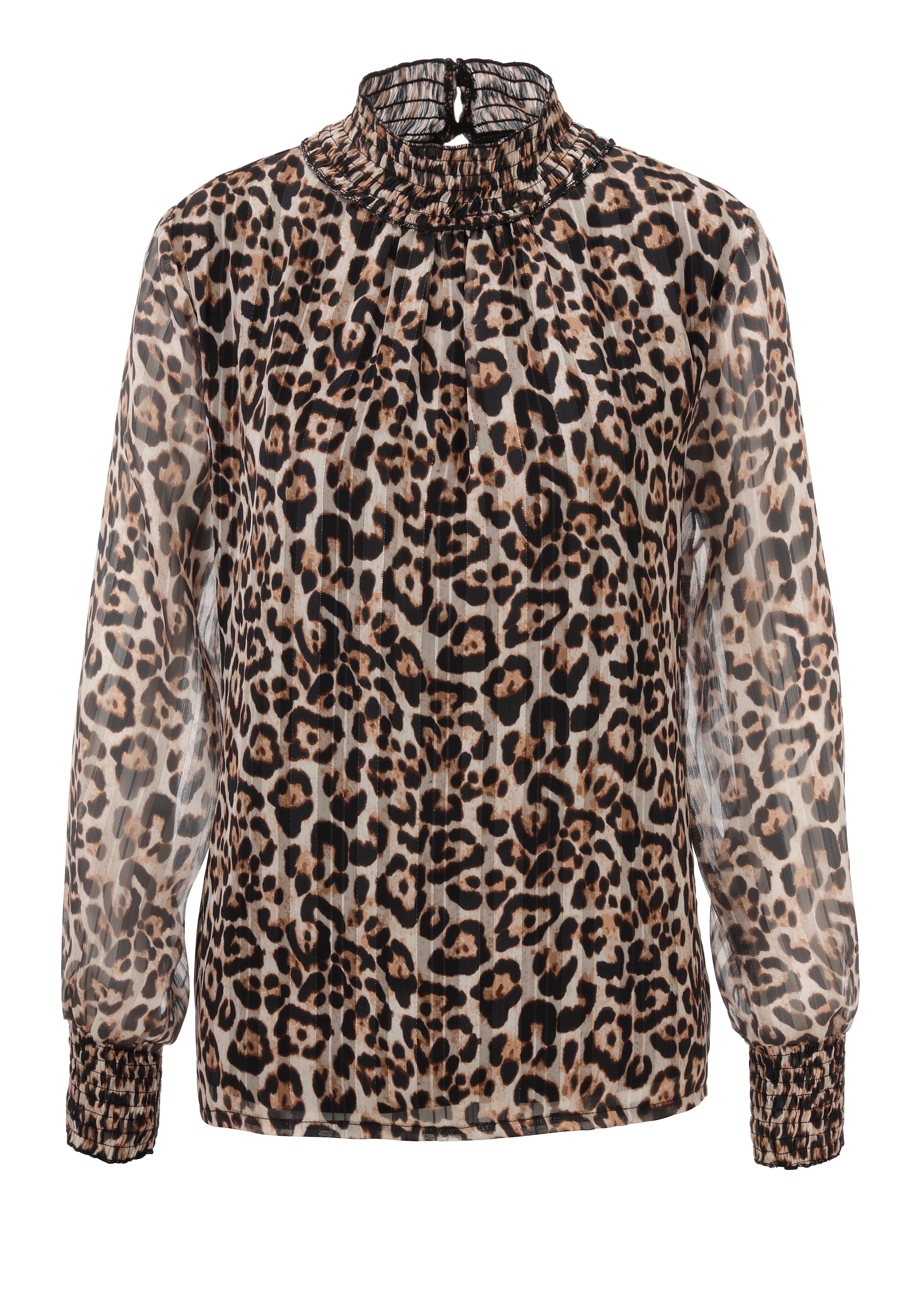 Aniston CASUAL Chiffonbluse , im Leo-Druck mit goldfarbenen Glitzerstreifen - NEUE KOLLEKTION