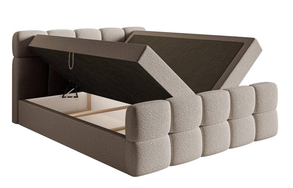 NADUVI Collection Chloe Boxspring met Opbergvak 140 x 200 cm - Bouclé - Greige