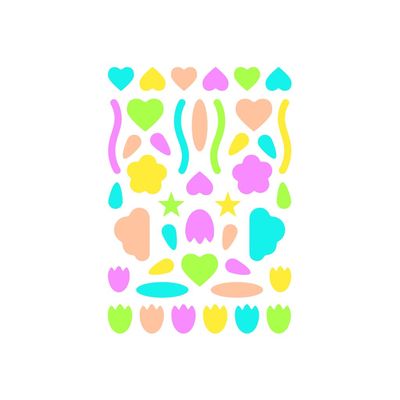 Maildor - 6 feuilles gommettes multiformes - fluo