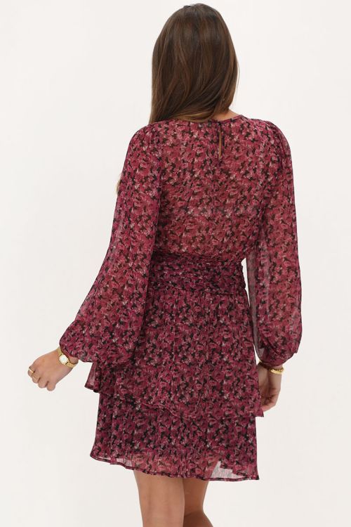 Zwarte jurk met roze bloemenprint