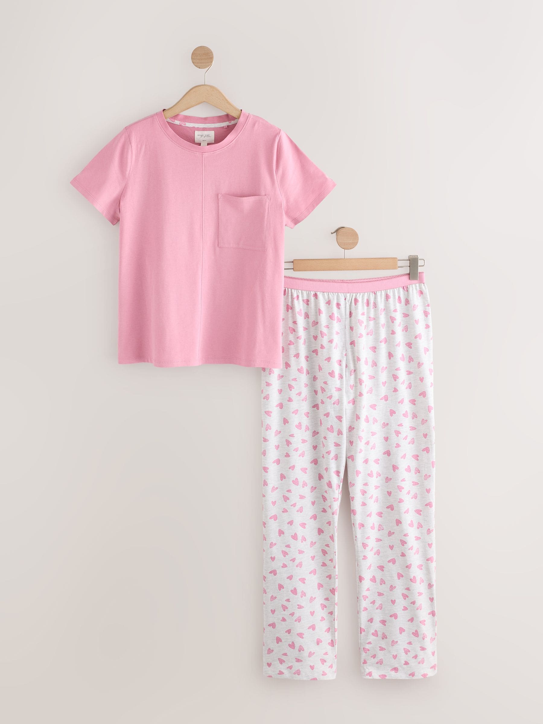 Roze met hartjesprint - Pyjama met korte mouwen