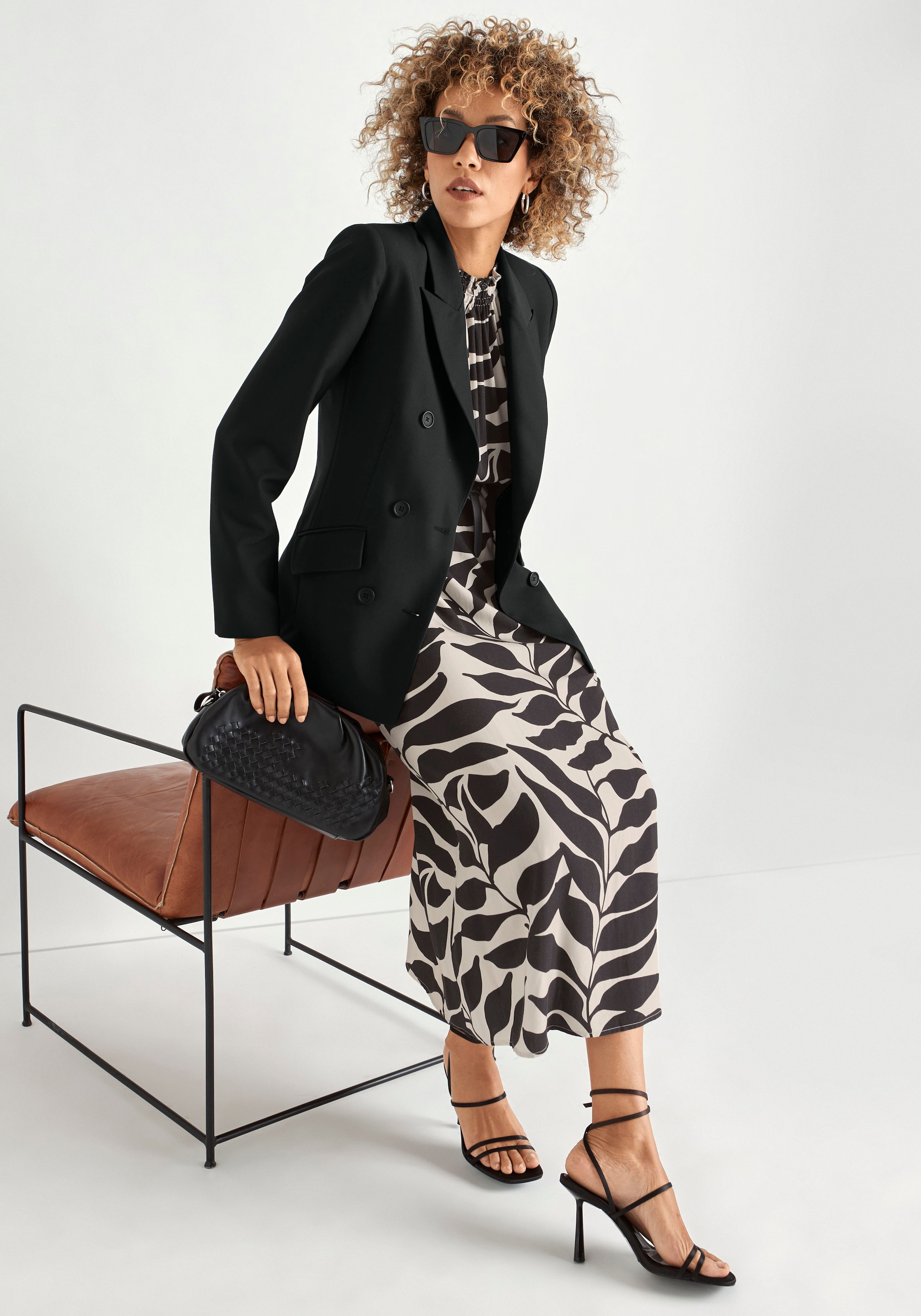 HECHTER PARIS Midikleid mit Allover-Print und Bindeband