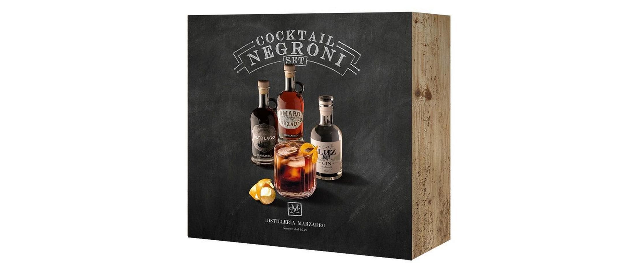 Geschenkset Grappa Negroni mit Gläsern und KaraffeSet mit Spirituose, Gläsern und Karaffe