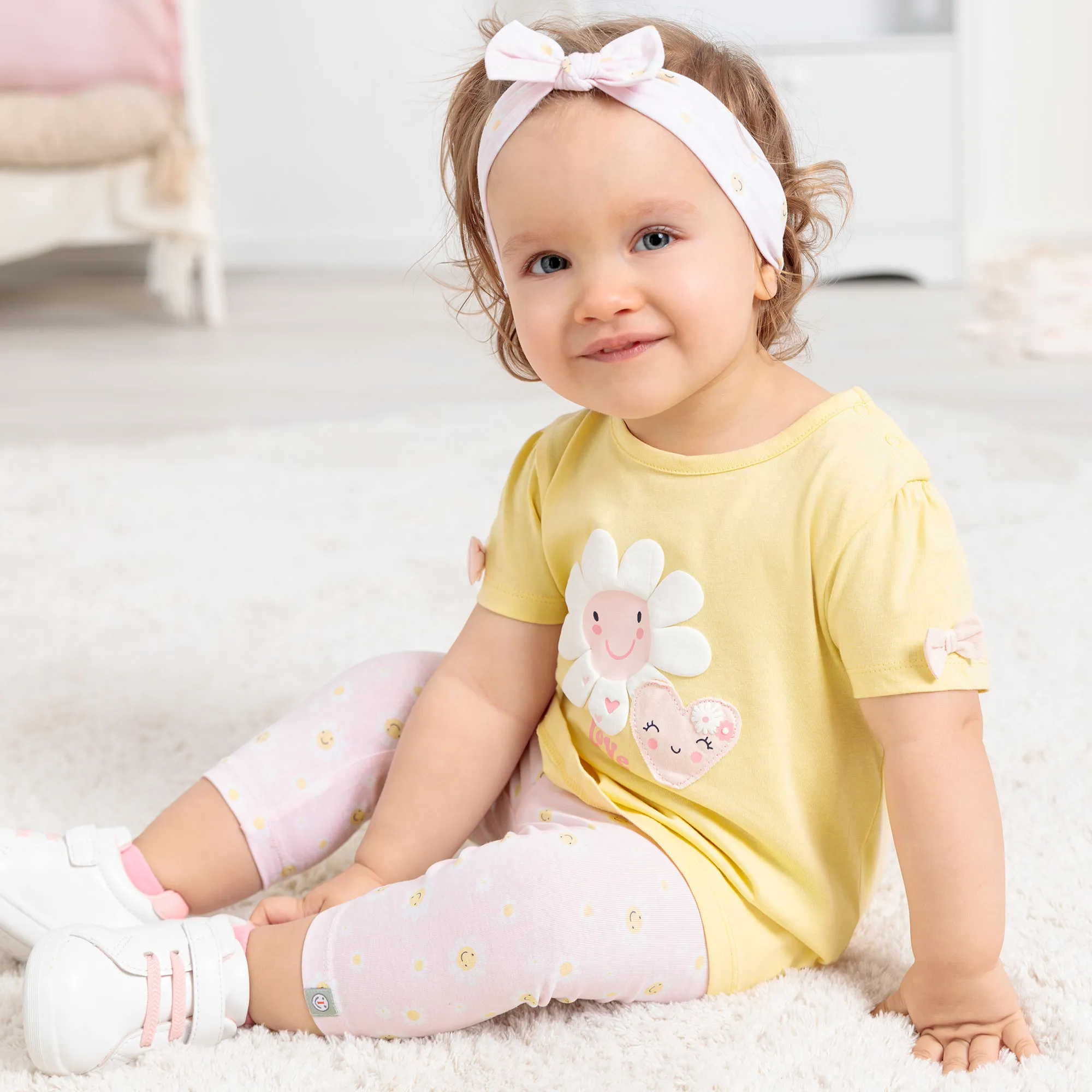 Baby-Mädchen-Set mit Zierschleifen, 3-teilig