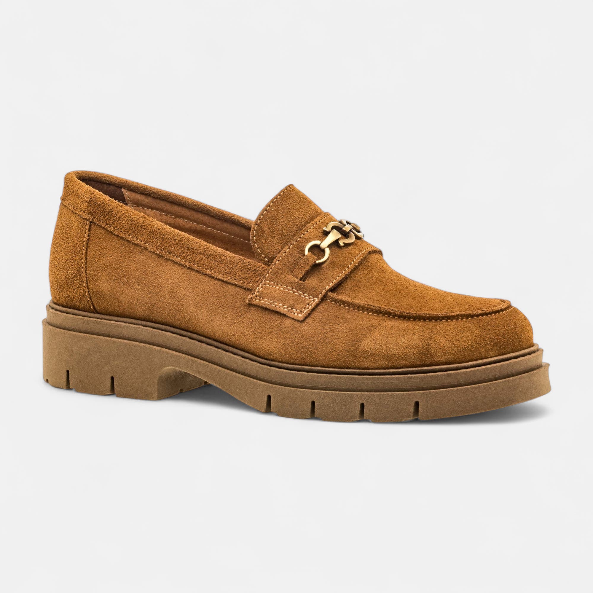 Mocassins Femme en cuir cognac