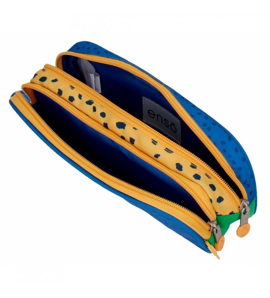 Estojo para lápis Enso Jungle Club com dois compartimentos, azul