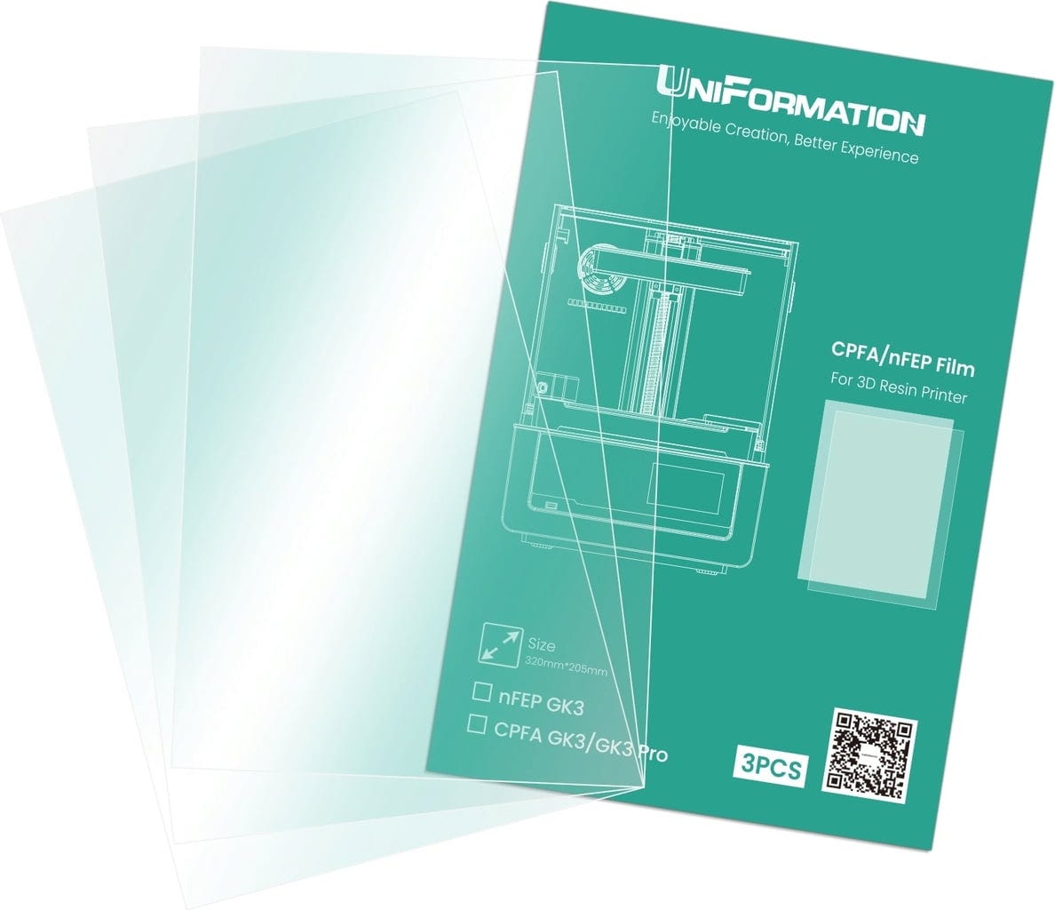 UniFormation  nFEP Folie 3er-Set, GK3    Langlebige Trennfolie als Ersatz für die FEP Folie