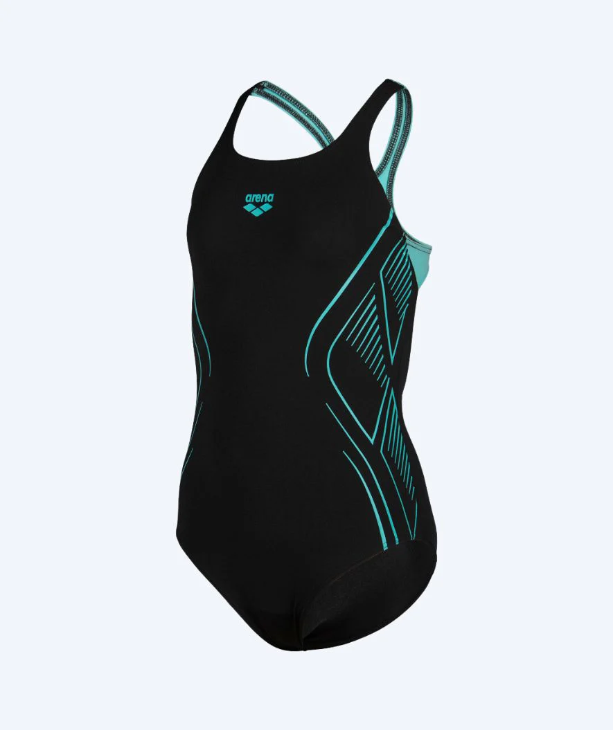Arena badedragt til piger - Reflecting Swim Pro Back - Sort/lyseblå