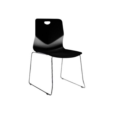 Chaise TECSEAT - Empilable - coque en polypropylène noir - pieds chromés fenêtre