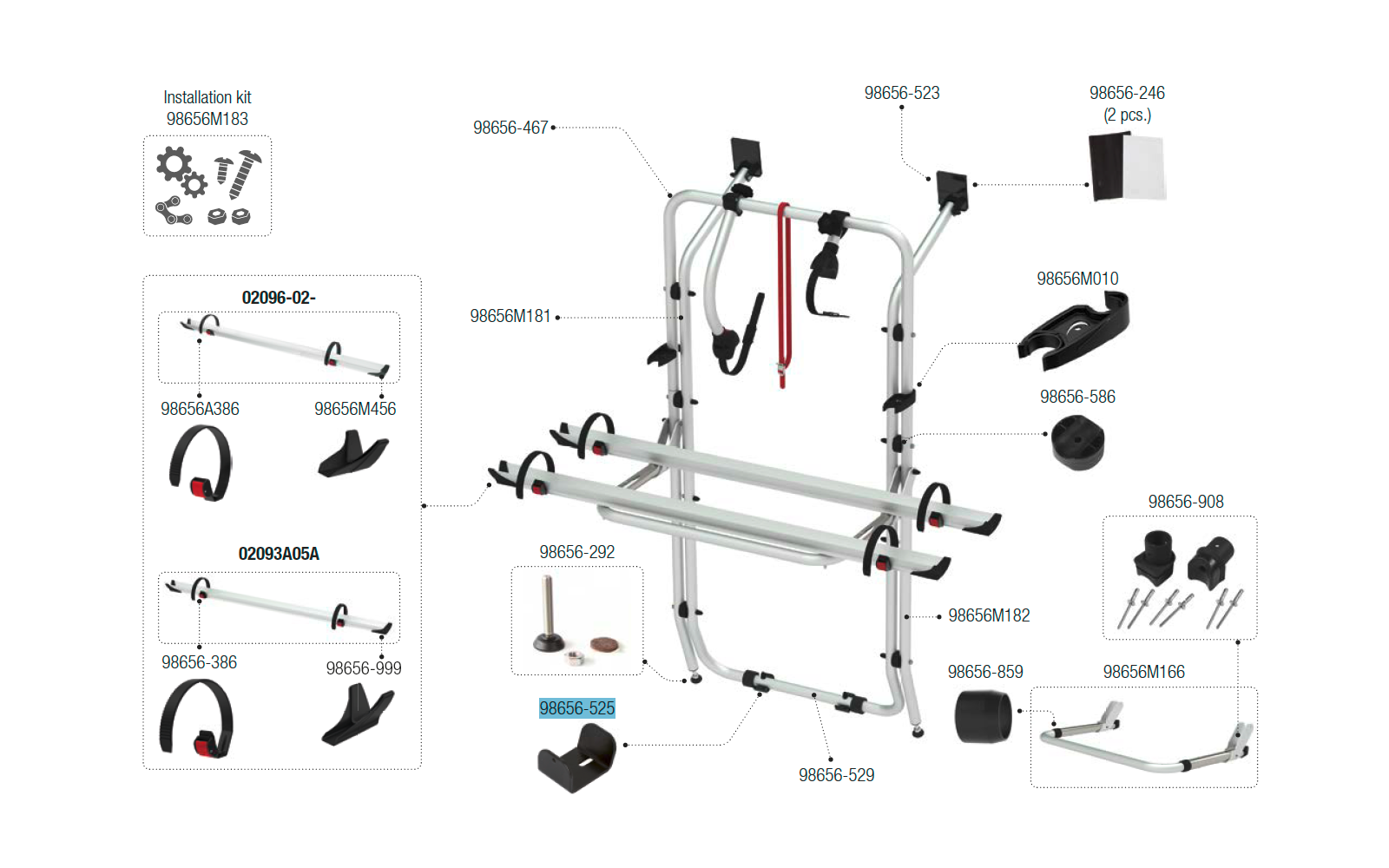 Fiamma Halteplatte unten passend für Carry Bike Mercedes Vito - Fiamma Ersatzteilnummer 98656-525